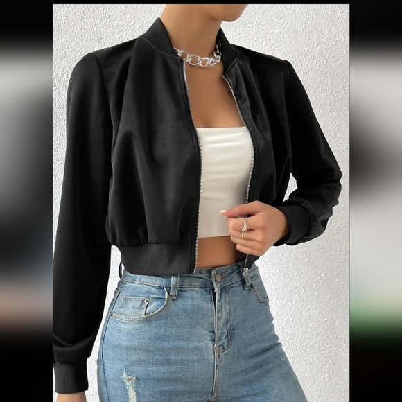 3/$30 Women's Black Bomber Jacket - Picture 1 of 5